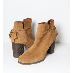 Gibson‎ Latimer Brown Suede Chunky Heel Boot Corset Tie Back Size 8.5W